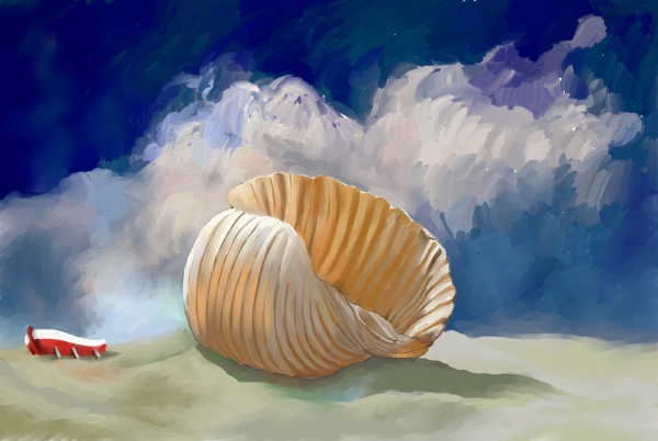 Creation of shell in the sand: Step 4